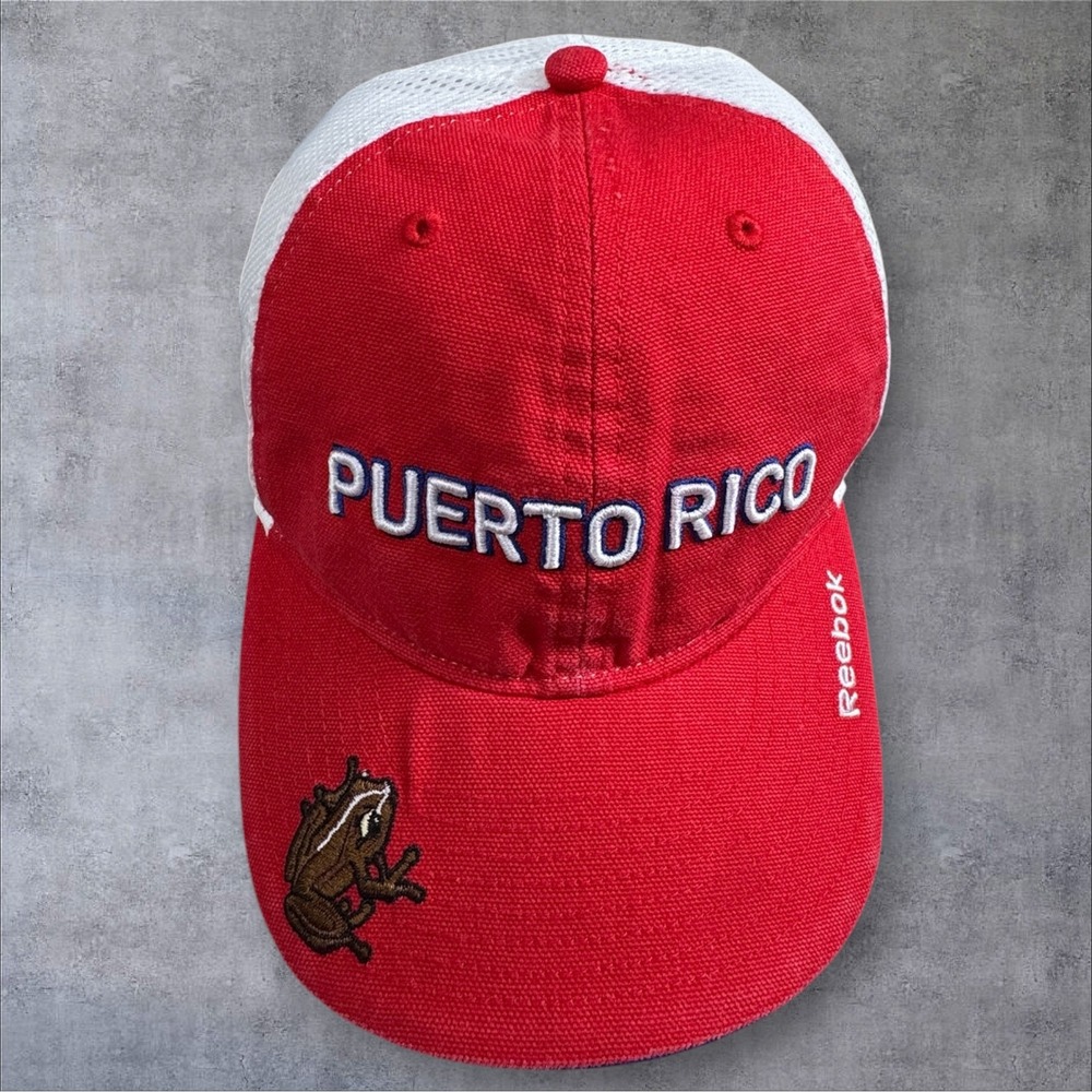 Reebok Puerto Rico Hat OSFA Red Coqui Frog Mesh Trucker Cap Tropical Islandwear